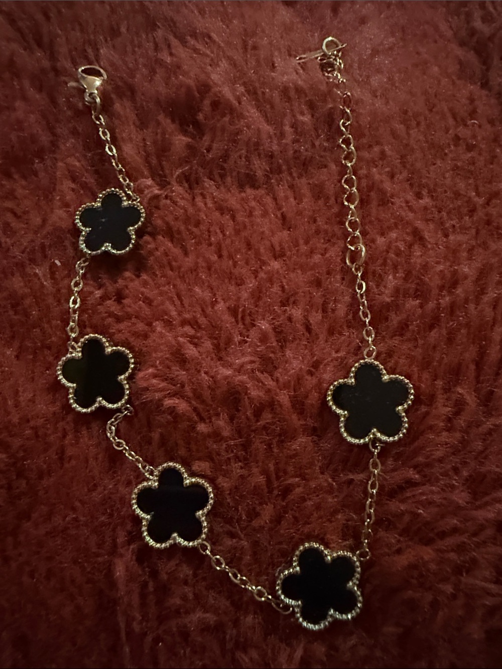 Gold-Tone Bracelet with Black Clover Charms - Women Jewelry